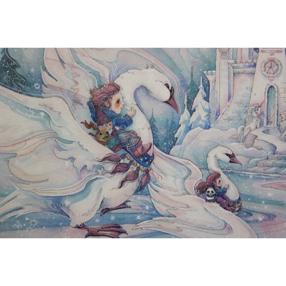 Jody Bergsma Matted Print Never Let Go of Love Winter Sparkle Kid Swan Ice Castl - Picture 10 of 14